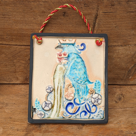 "RAYGUN AND THE BLUEBIRD" ceramic plaque